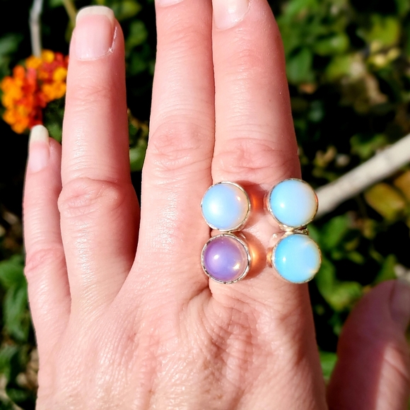 New Opal Opalite Open 925 Silver Ring. - Picture 4 of 8
